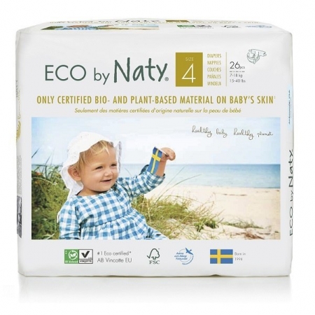 NATY Pieluchy jednorazowe no.4, 7-18 kg, 26 szt EKO